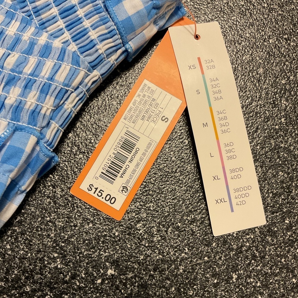 ❤️3/$15 NWT Colsie Blue and White Gingham Bralette Size S - Picture 2 of 4